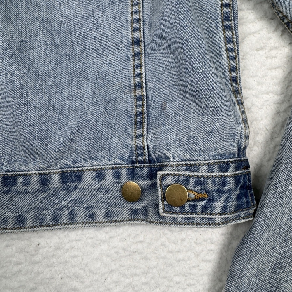 Pomander Place Denim‎ Jean Jacket Blue Size Small Shoulder Pads Retro Trucker - Picture 10 of 11